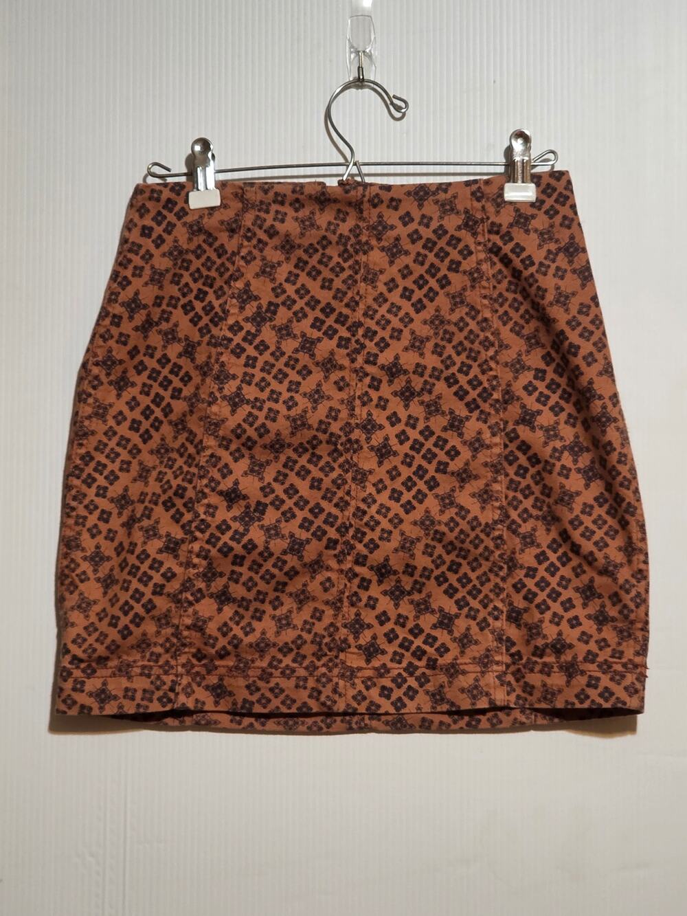 Free People 4 Rust Brown Geometric Medallion A-Line Mini Skirt Boho Festival